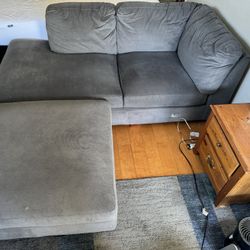 Couch with ottoman, Grey, 2-3 Person