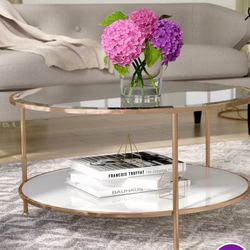 Rose Gold And Glass Round Coffee Table 