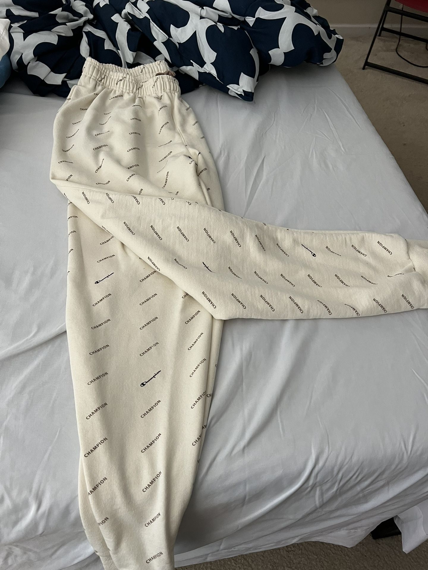 Cream Champion Jogger Pant, XL