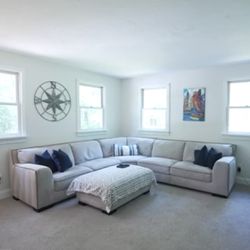 Gray Suede Sectional Couch 