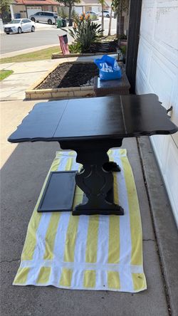 Wood Side Table with serving tray / shelf