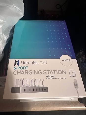 Hercules Tuff 6-Port Chargingy Station - White (Includes Apple Cable)