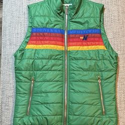 Brand New Aviator Nation 5 Stripe Vest Green Glossy - Medium