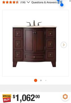 Grand Cheswick 40 in. Vanity in Dark Cherry with Marble Vanity Top in Travertine with White Undermou