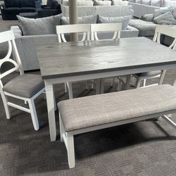 Farmhouse Gray Dining Set 