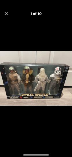 VINTAGE 1998 STAR WARS COLLECTABLE FIGURES / Luke Skywalker-Han Solo-Snowtrooper-ATAT Driver