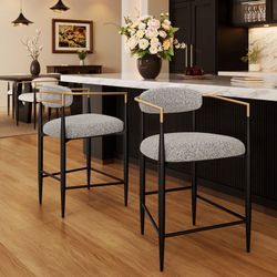 Amerson Upholstered 25.8" Counter Stool, Modern Sleek Bar Chair (Set of 2) (Set of 2)