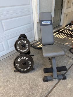 Full Olympic Plate Set with Rack and Bench