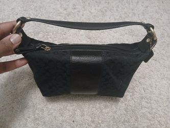 COACH Signature Canvas and Black Leather Mini Hobo Handbag 40846 OBO