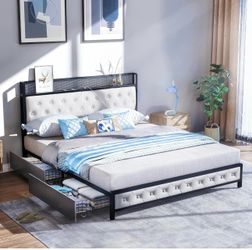 MCQ Full Size Electric bed frame equipped with two USB ports and a wireless remote control, with separately adjustable head and foot sections. MBCQWS-