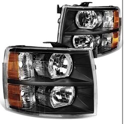 07-13 chevy silverado black housing amber headlights