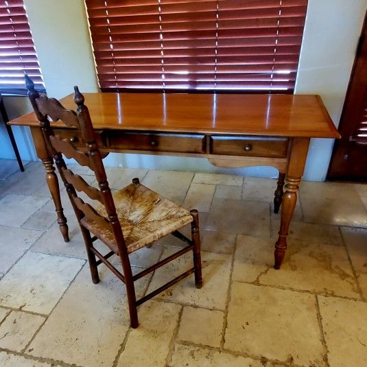 Vintage Turned Leg Desk And Chair