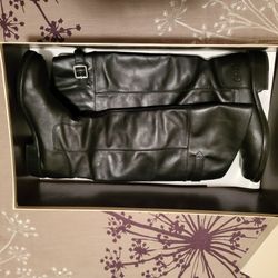 COACH JOELE Black Leather Tall Boots Women’s Size 7.5 width: Medium/Model# A7088