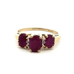 Woman’s Ladies 10k Yellow Gold Oval Ruby Ring Band Size 7 GP3124876