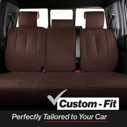 Coverland Rear Seat Covers (Leather, Dark Brown)