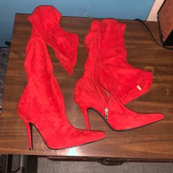 Women Red Heel Boots 