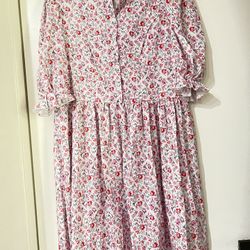 Vikidoky Disfraz de vestido floral rosa para mujer, traje de fiesta de cosplay de Halloween