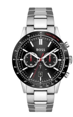 Hugo Boss Allure Chronograph Black Dial Stainless Steel Bracelet Watch | 44mm