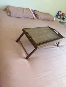 Wooden Bed Tray Table — Folding with Handles