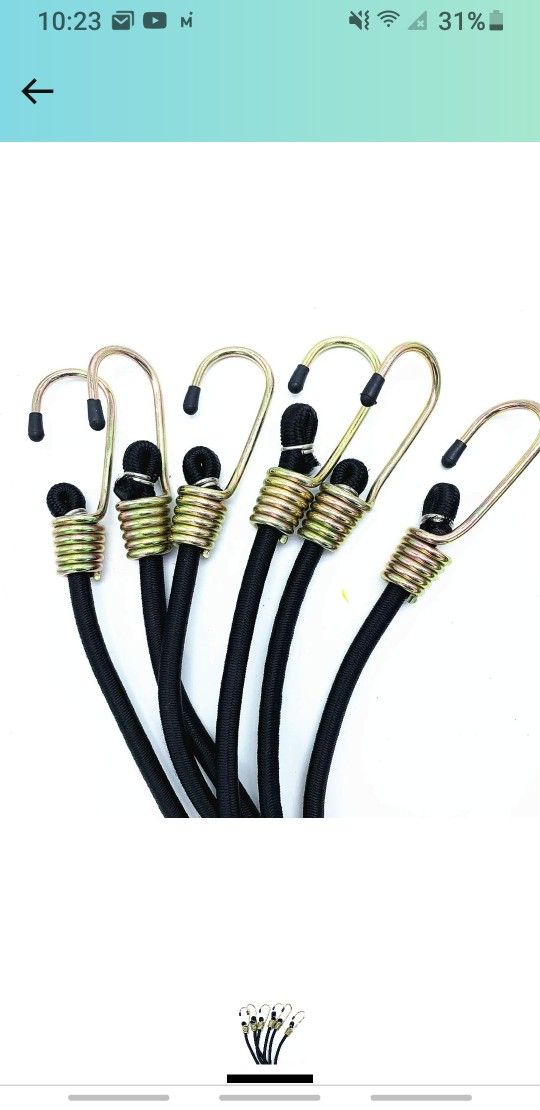 Heavey Duty 6 Pack 36" Bungee Cords with Steel Hooks Industrial Quality Bungee Cord Assortment (12 PACK)