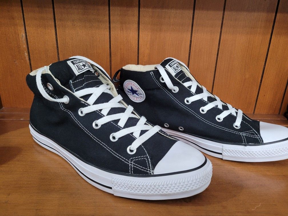 Converse  Street Black/White Mid Top Sneakers Mens 12 Womens 14