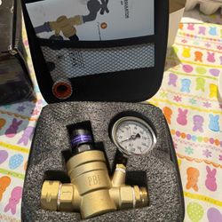 Brass RV Pressure Regulator, Pressure Reducer With Liquid Filled Pressure Gauge 160psi And Inlet Screened Filter For Camper, Trailer, RV, Garden, Plum