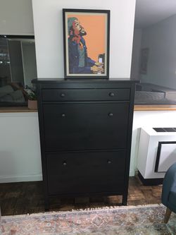 HEMNES Shoe cabinet with 2 compartments, black-brown, 35x50 - IKEA