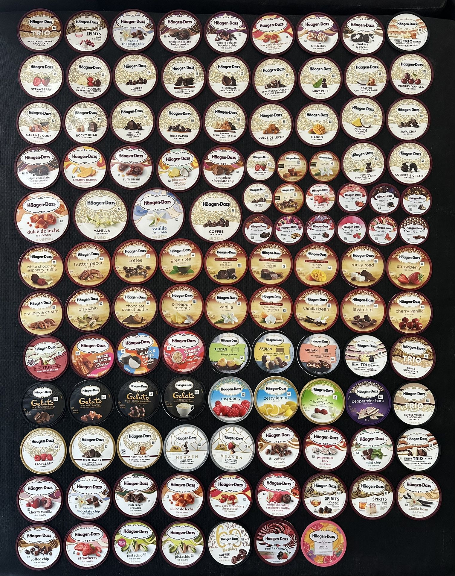 Häagen-Dazs Ice Cream Lid Collection – 114 Total – U.S., Brazil & Thailand – Rare Spirits, Trio, Artisan, Gelato & Heaven Series