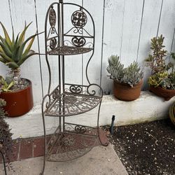 Vintage Metal Folding Corner Etagere shelf bookcase kitchen storage bakers rack plant Display stand Antique Style Retro Scroll Corner Shelf 
