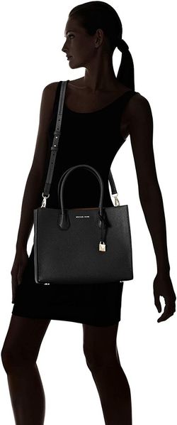  Michael Kors Mercer Large Pebbled Leather Accordion Tote Bag  Black : Clothing, Shoes & Jewelry