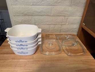 Corning Ware Blue Cornflower 1 Quart Casserole Dishes with Lids - Set of 4