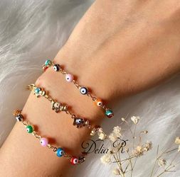 Hermosas Pulseras De Ojitos De Colores