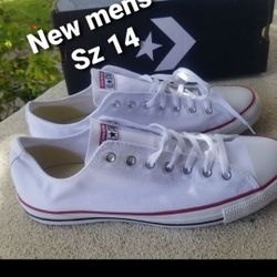 New Size 14 Mens CTAS White Converse Chuck Taylor All-Star Lo Tops 