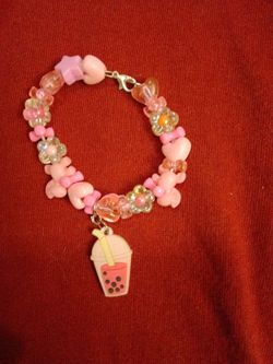 Handmade Beaded Bracelet with Boba Tea Charm