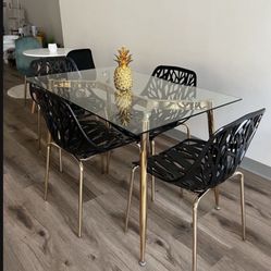 Gold Black Kitchen Table Set