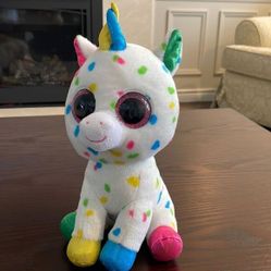Harmonie the Multicolour Unicorn Ty 2018 Beanie Boos 10” tall Excellent Used … 