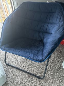 Oversized Navy Blue Padded Saucer Chair