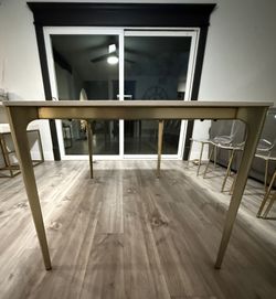 West Elm Modern Gold Leg Dining Table