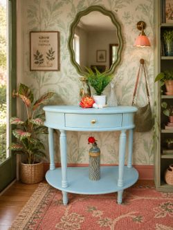 Lovely Vintage Aqua Blue Entryway Table