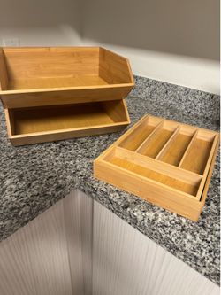 Bamboo kitchen organizers