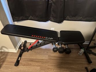 Workout bench and dumbbells