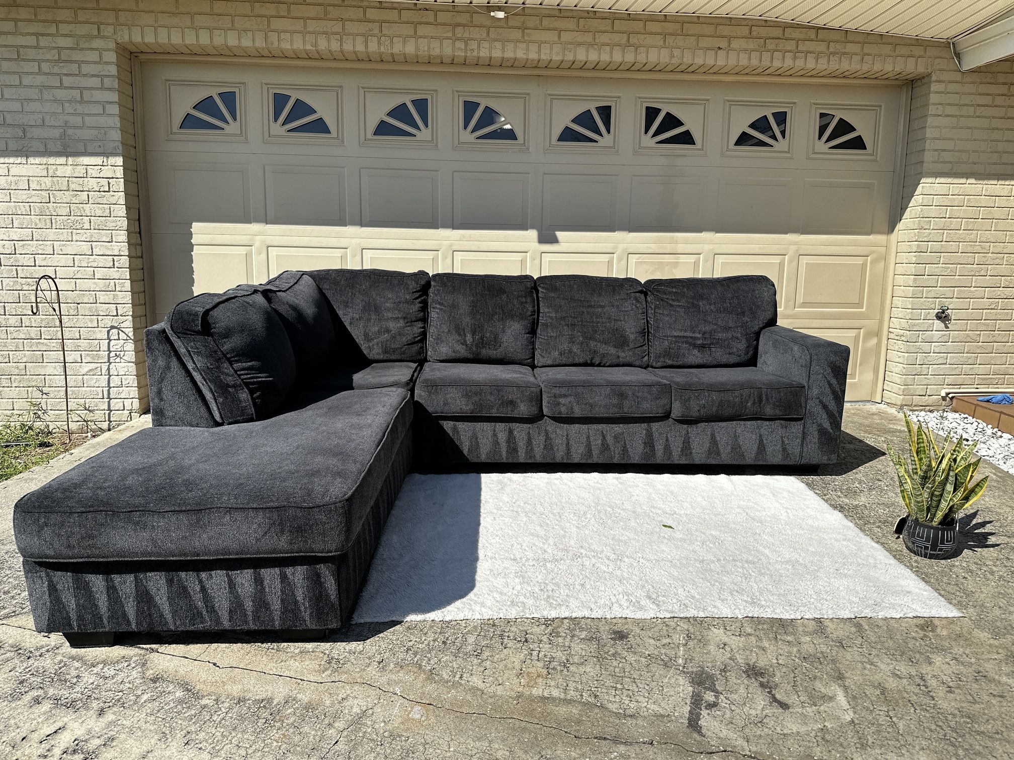 2-piece Black Sectional Couch