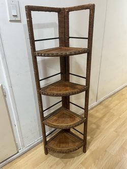 4- Tiers Wicker Corner Shelf Stand