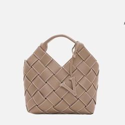 Brown Verafied Etoupe Woven Basket Bag
