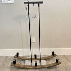 Kira Home 6-Light Rustic Farmhouse Kitchen Island Light Fixture – Wood & Black