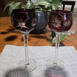 Ruby Red Crystal Wine Glasses