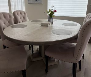 Elegant Extendable Oval Dining Table Set – Light Wood Finish