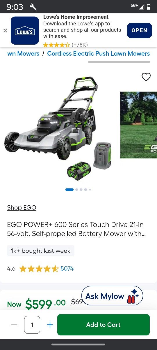 E Go 56 Volt lawn equipment