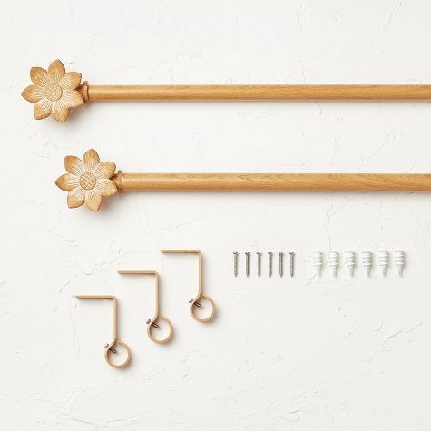 Flower Faux Wood Curtain Rod Natural Wood - Opalhouse™ designed with Jungalow™