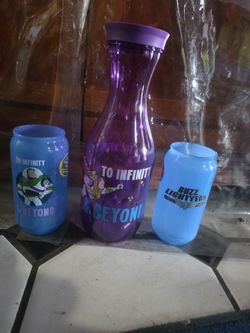 new Disney Pixar Buzz Lightyear set - a purple carafe 1.6 liters and two blue cups with ice cubes